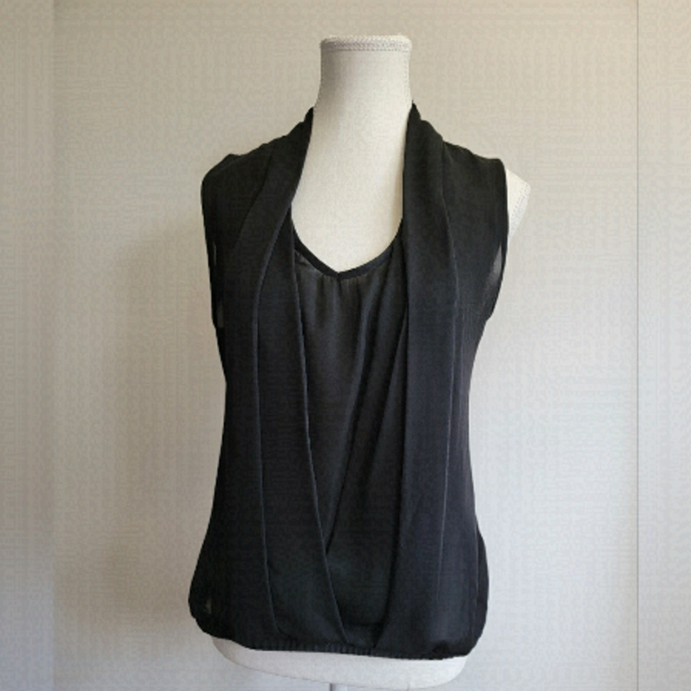 Anthropologie DELETTA Sheer Open Front Sleeveless Top with Built In Camisole